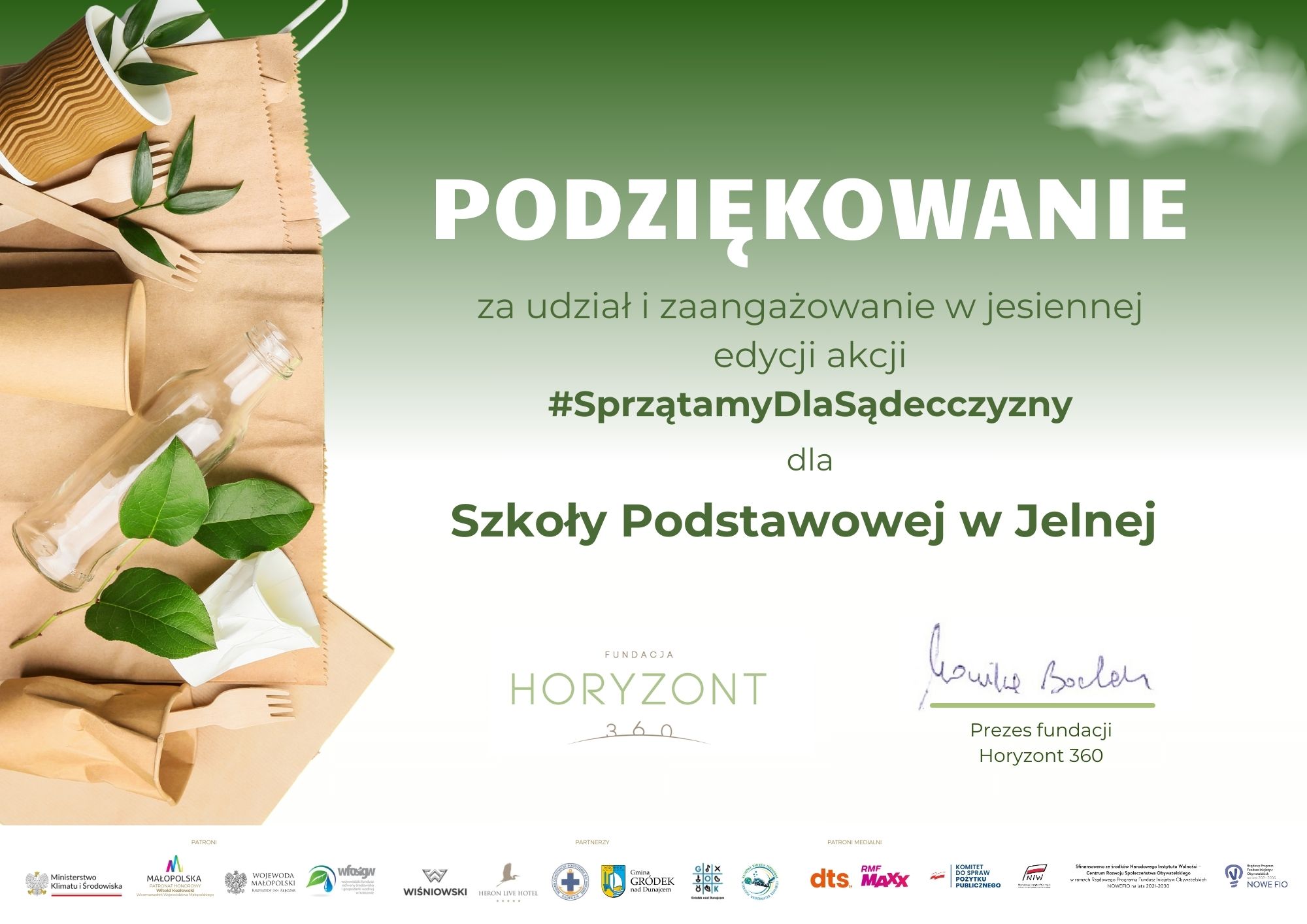 PODZIĘKOWANIE ZA UDZIAŁ W AKCJI #SprzątamyDlaSądecczyzny